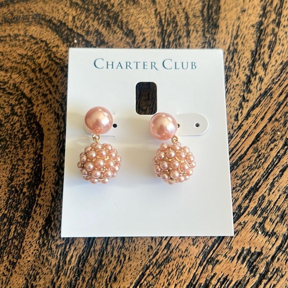 charter club Pearl cluster earrings